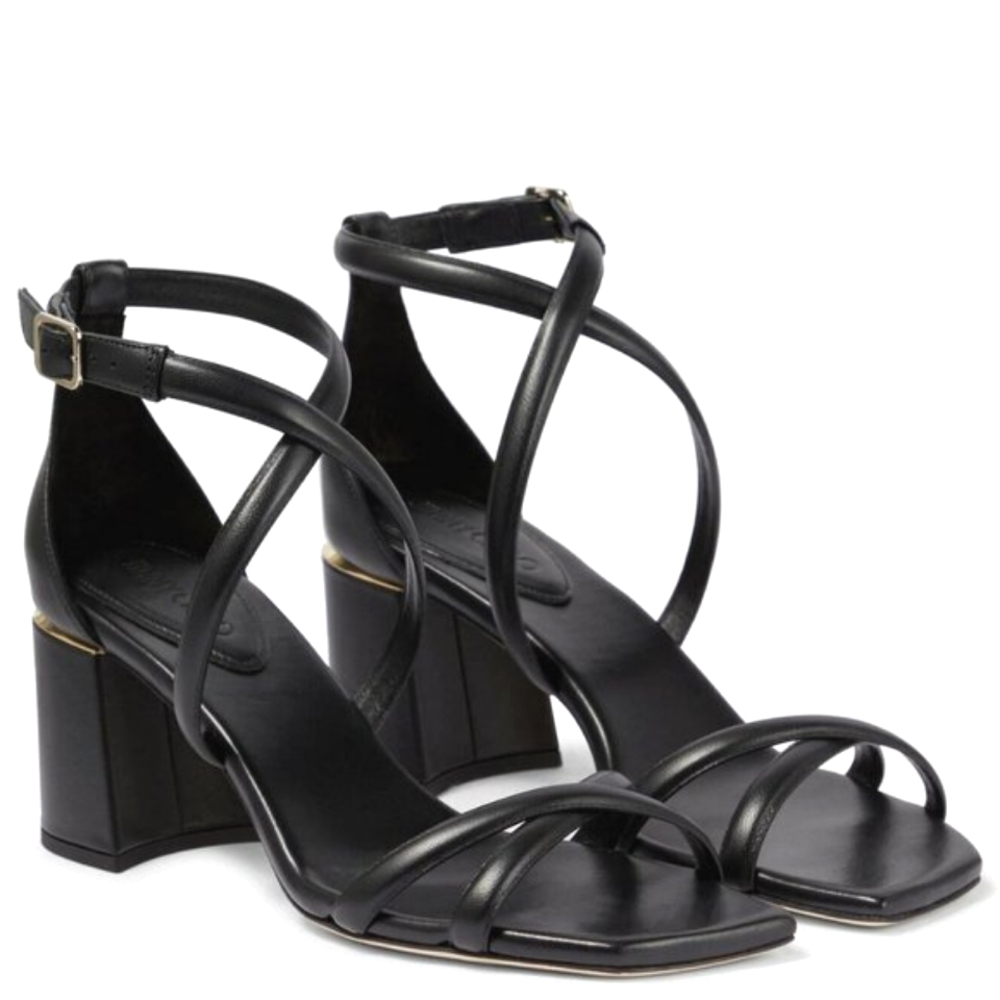 NIB$795 Jimmy Choo Rheea 65 Logo Block Heel Crisscross Leather Sandals 39.5, 9.5 - Picture 2 of 16